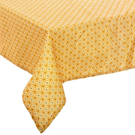 Atmosphera Tafelkleed van polyester rechthoekig 240 x 140 cm - geel met print - Eettafel tafellakens