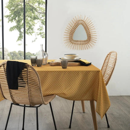 Atmosphera Tafelkleed van polyester rechthoekig 240 x 140 cm - geel met print - Eettafel tafellakens