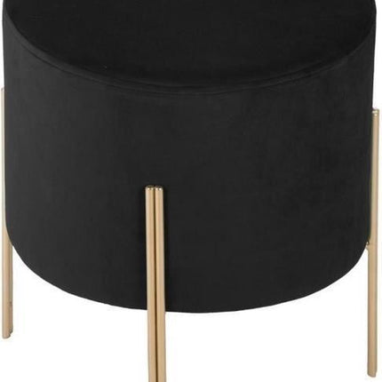 Velvet poef zwart met gouden poten - Kruk - Fluweel - Velours
