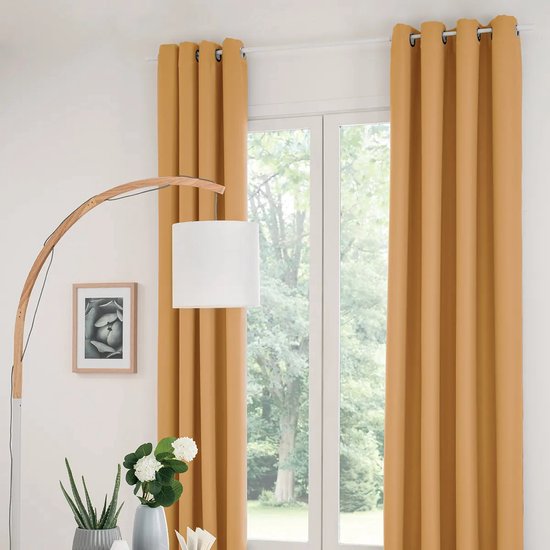 Atmosphera verduisterende gordijnen okergeel – set van 2, 135 x 240 cm
