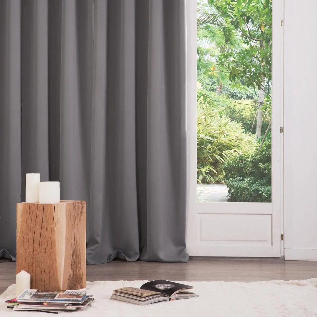 Atmosphera blackout curtains - set of 2 - W135 x L240 cm - grey - pleated - with rings - ready-made
