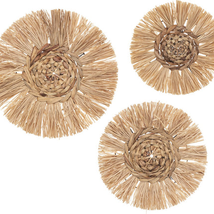 Wanddecoratie set raffia 3 stuks - Muur decoratie - set van 3