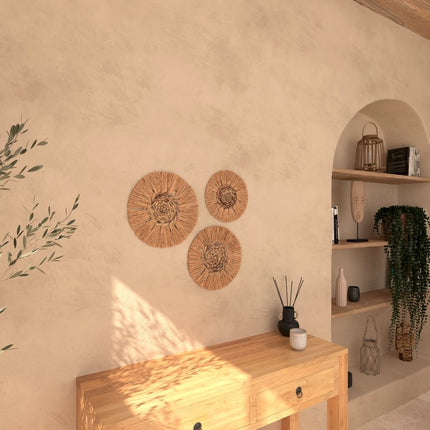 Wanddecoratie set raffia 3 stuks - Muur decoratie - set van 3