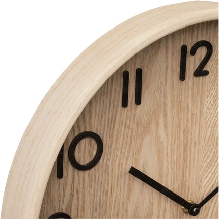 Atmosphera Wandklok/muur klok - Woody - Dia 38 cm - hout - beige - keuken/kamer/kantoor