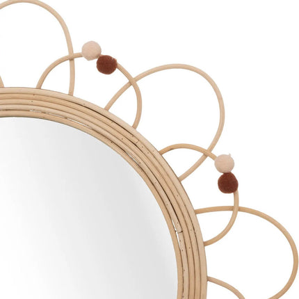 Wandspiegel - bloem - rotan - D38 cm - bohemian/boho spiegel