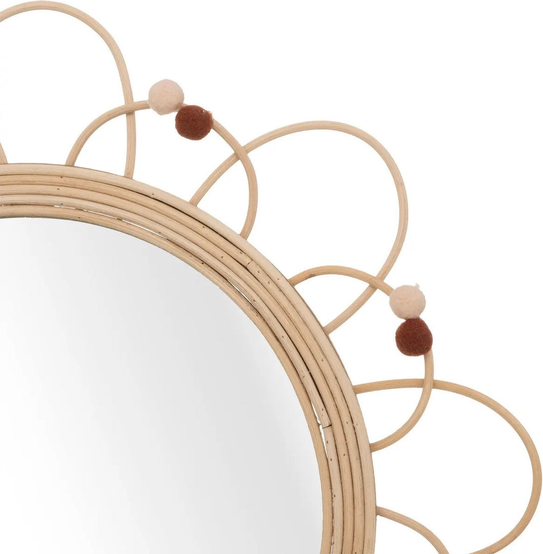 Miroir mural - fleur - rotin - D38 cm - miroir bohème/boho