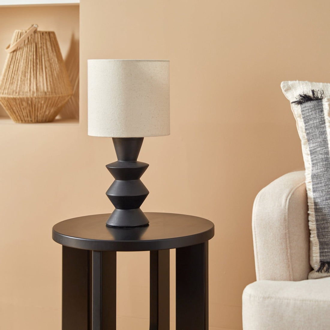 Atmosphera Yulia Table Lamp - Ø20xH40 cm - Black