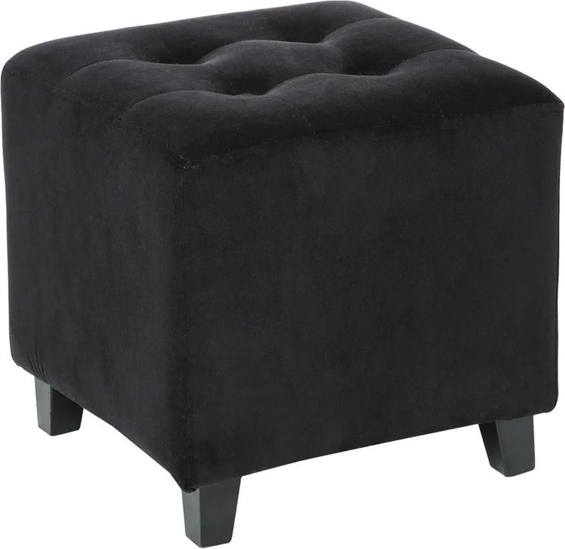Atmosphera Tabouret/Siège d'appoint/Pouf - bois/tissu - velours noir