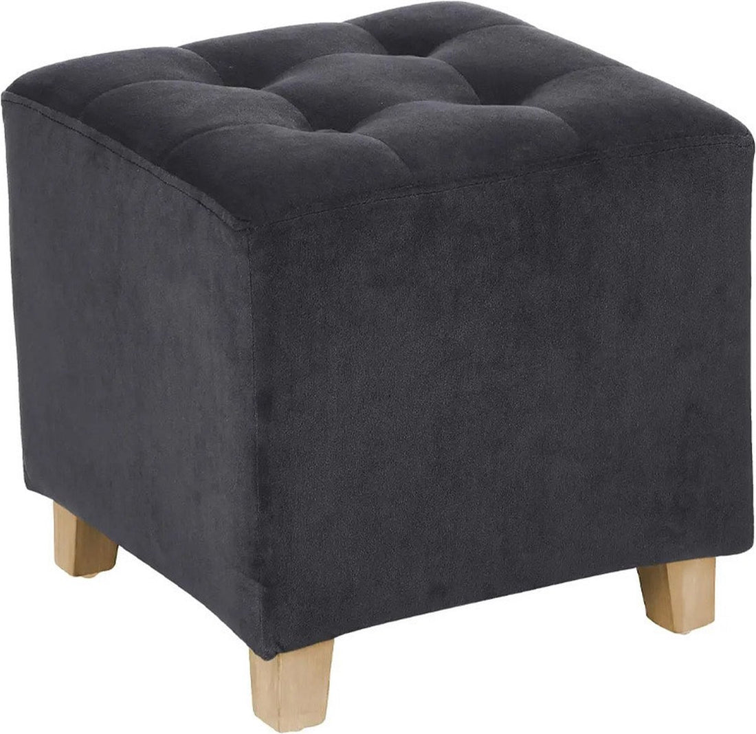 Tabouret/table d'appoint/pouff - bois/tissu - velours gris foncé - D35 x H335 cm