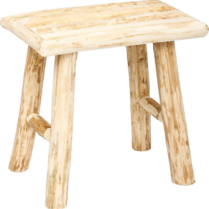 Zit krukje/bijzet stoel - hout - houtskleur - L23 x B34 x H31 cm
