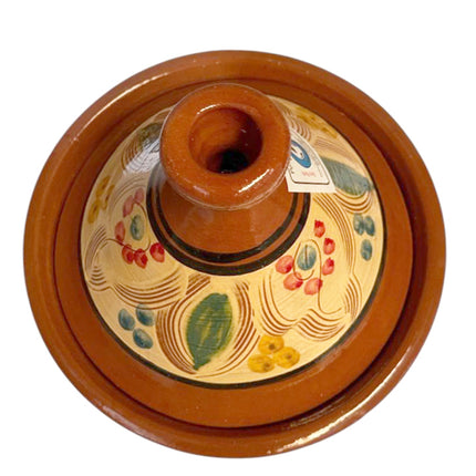 Marokkaanse Tajine Ø25 cm – Handgemaakt Aardewerk – Uniek Bloemmotief