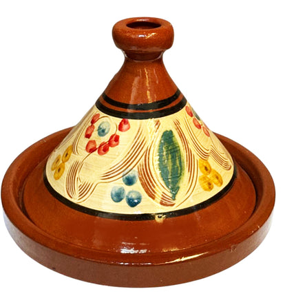 Marokkaanse Tajine Ø25 cm – Handgemaakt Aardewerk – Uniek Bloemmotief