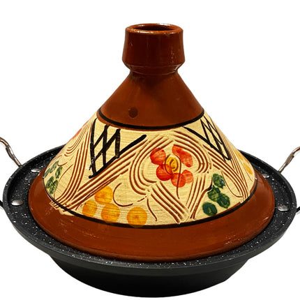 Tajine aardewerk en gegoten Aluminium inductie| Handvaten| Geschikt voor 4-8 personen -  Alle warmtebronnen| Ø 30cm