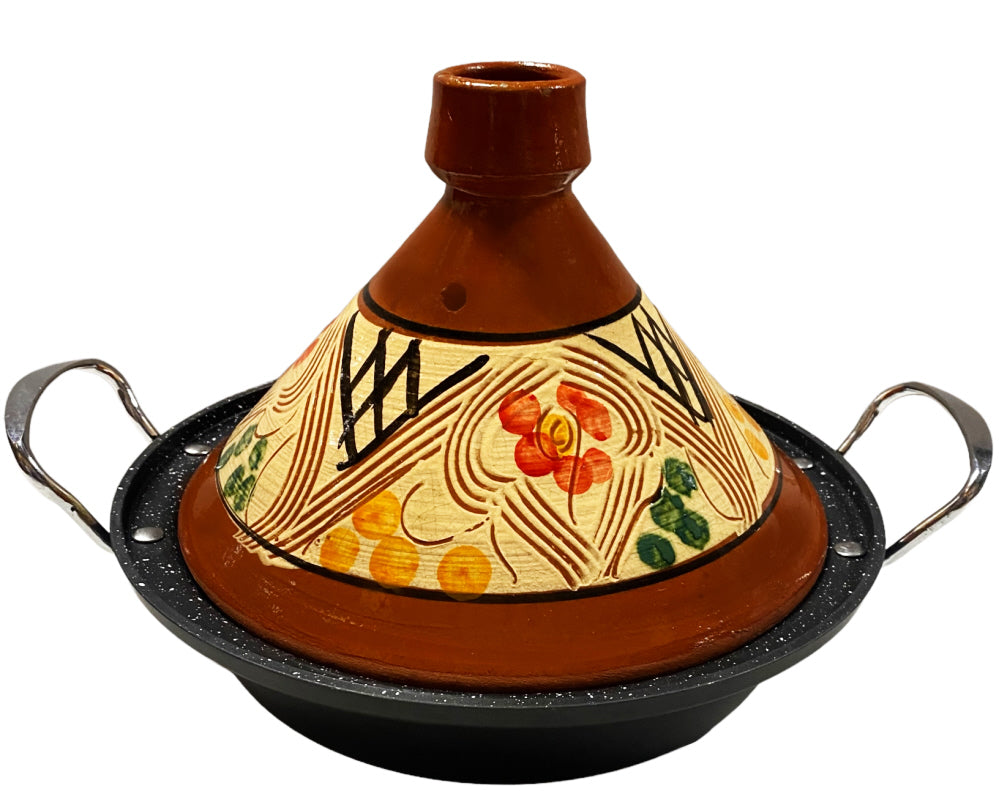 Tajine en terre cuite et aluminium moulé induction| Poignées| Convient pour 4-8 personnes - Tous feux| Ø 30cm