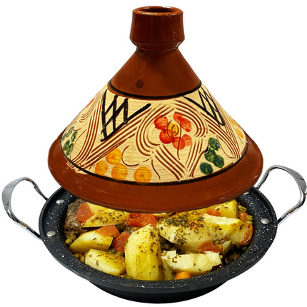 Tajine aardewerk en gegoten Aluminium inductie| Handvaten| Geschikt voor 4-8 personen -  Alle warmtebronnen| Ø 30cm