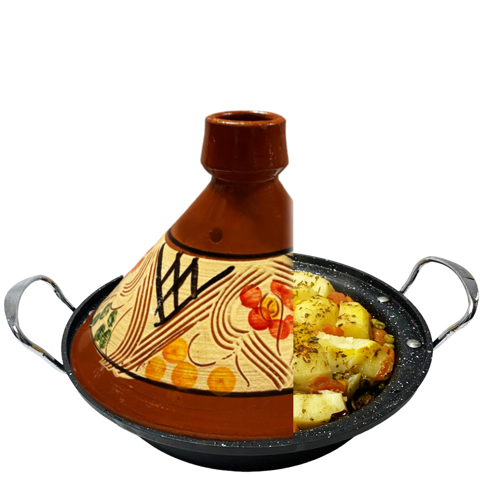 Tajine en terre cuite et aluminium moulé induction| Poignées| Convient pour 4-8 personnes - Tous feux| Ø 30cm