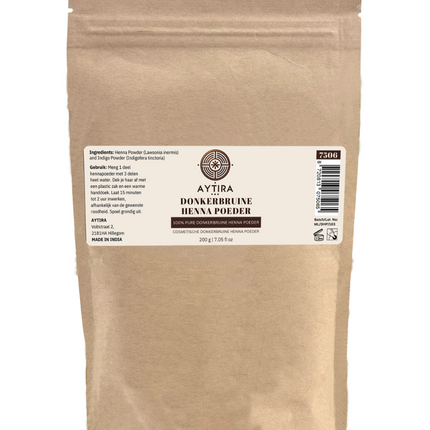 Aytira Donkerbruine Henna Poeder – 100% Natuurlijke Haarkleuring – 200g – Lawsonia & Indigo – Vegan en Chemievrij