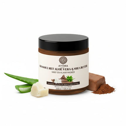 AYTiRA Ghassoul Masker met Aloë Vera & Shea Butter – Kant-en-klaar (200 g)