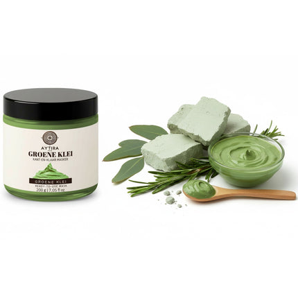 AYTiRA Groene Klei Kant-en-Klaar Gezichtsmasker – 200 g – 100% Natuurlijke Zuiverende Klei – Direct Gebruiksklaar