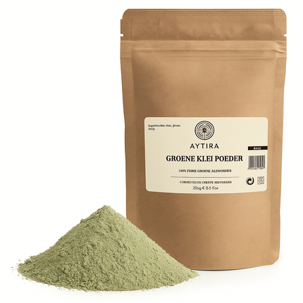 Aytira Groene Kleipoeder – 100% Natuurlijke Illiet Klei – Voor Vette en Onzuivere Huid – Gezichts- en Lichaamsmasker – 250g