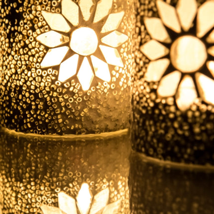 Mozaïek & kralen waxinehouder cilinder - transparant