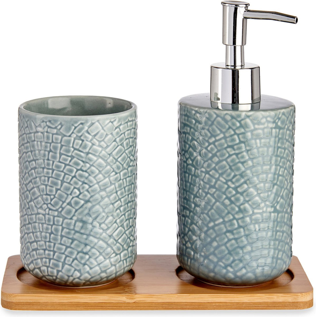 Ensemble d'accessoires de salle de bain en céramique gris-bleu