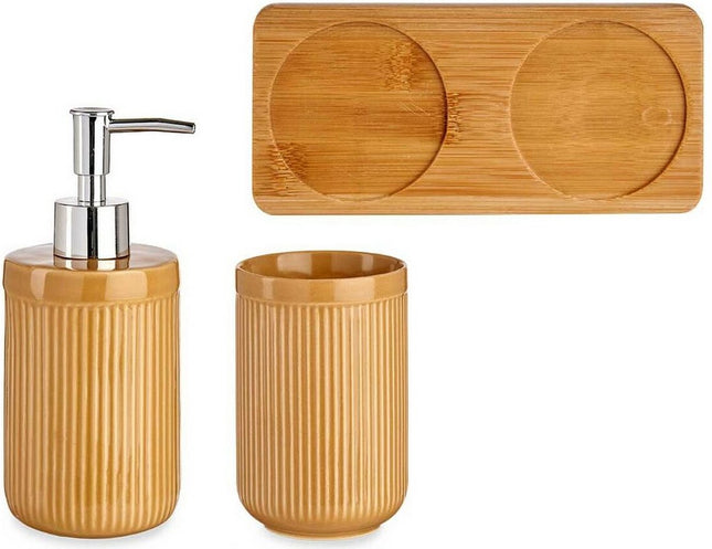 Badkamer Accessoire Set Bamboe Keramisch
