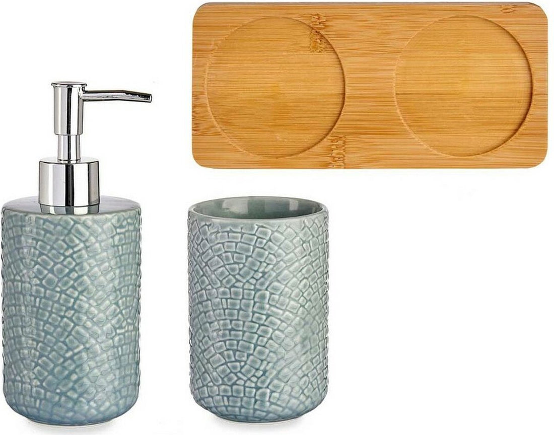 Ensemble d'accessoires de salle de bain en céramique gris-bleu