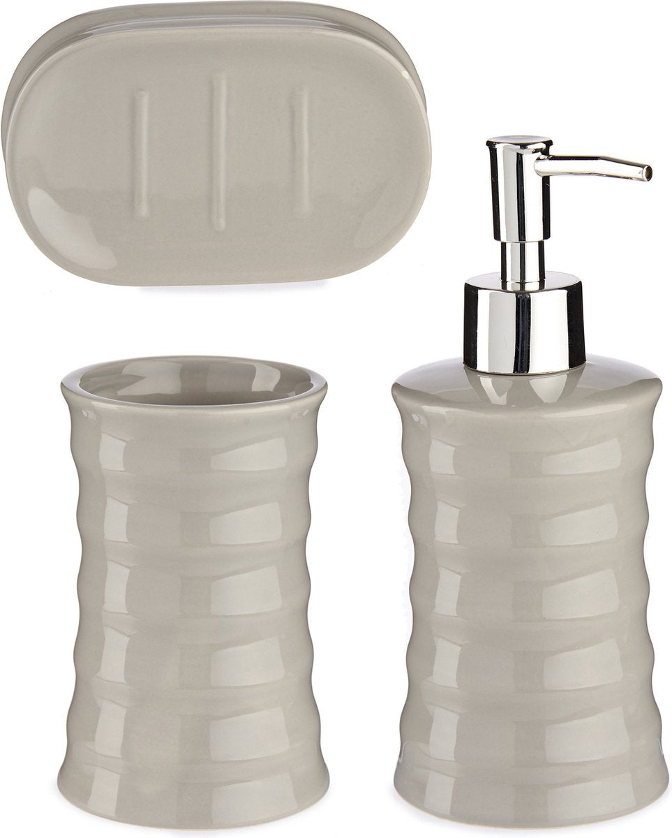 Grey Ceramic Bathroom Accessory Set