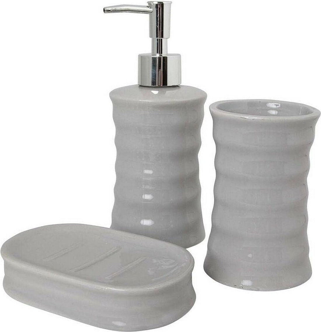 Grey Ceramic Bathroom Accessory Set
