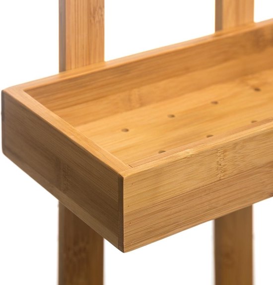 5Five doucherekje 2 lagen bamboe met haak – badkamerrekje 26 x 14 x 60 cm – foto 3