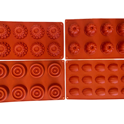 Non-Stick Silicone Bakvormen Set 4 stuks mix