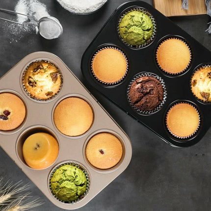 Muffinvorm voor 6 muffins 26.5x18cm, antiaanbaklaag "graniet"