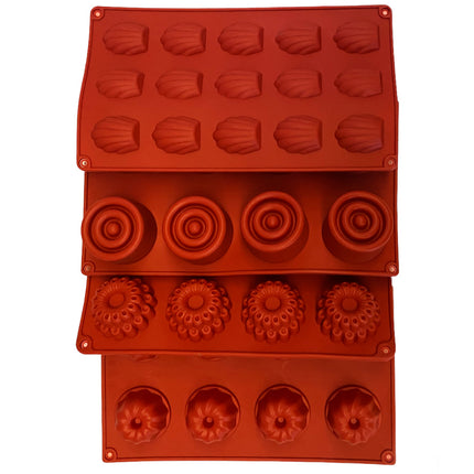 Non-Stick Silicone Bakvormen Set 4 stuks mix