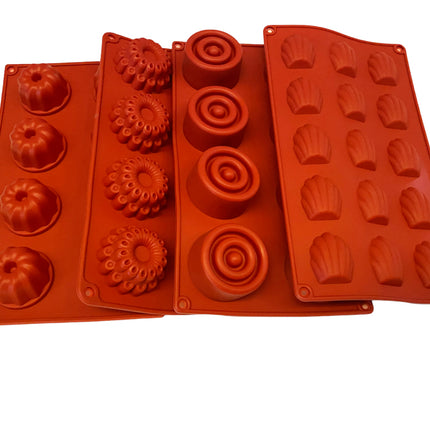 Non-Stick Silicone Bakvormen Set 4 stuks mix
