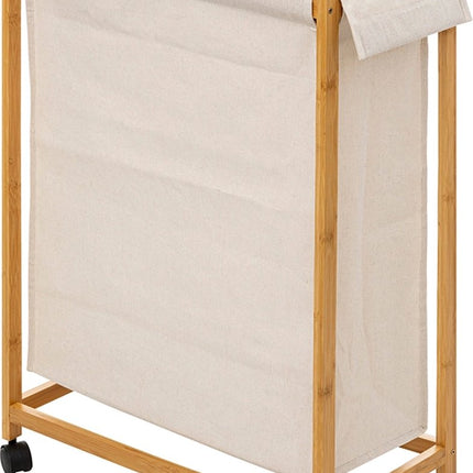 Bamboe Wasmand op wieltjes 52L - 55x28x80cm - Beige