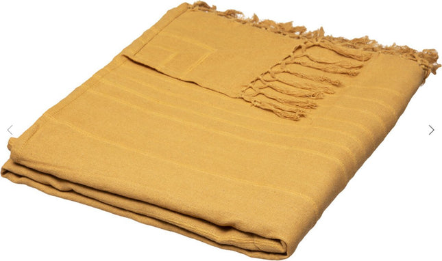 Bedsprei katoen oker geel 230 x 250 cm | Sprei 2 persoons