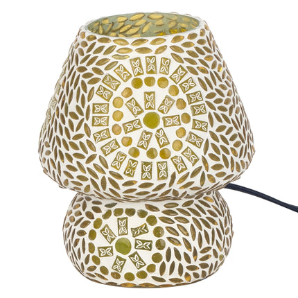 Beige bloemmozaïek glazen tafellamp h. 17 cm.