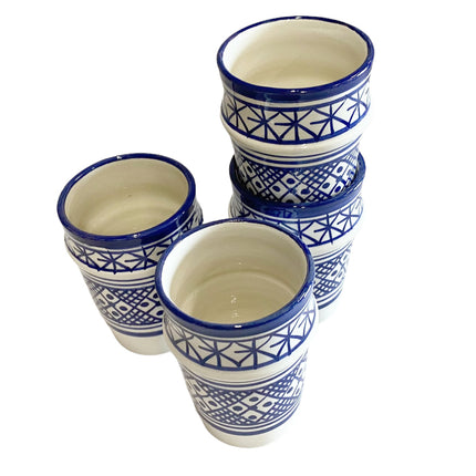 Set van 4 Fes keramiek bekers blauw-wit