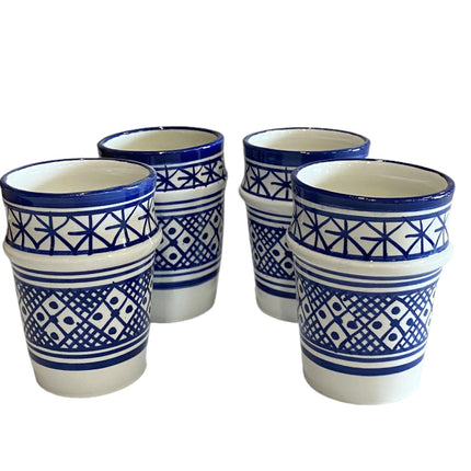 Set van 4 Fes keramiek bekers blauw-wit