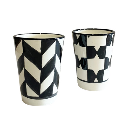 Fes keramiek bekers zwart-wit - set 2