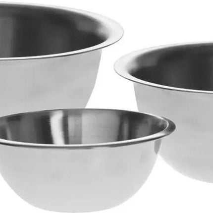 Set 3x beslagkommen/mengkommen RVS met antislip - 1L - 2L - 3,3L