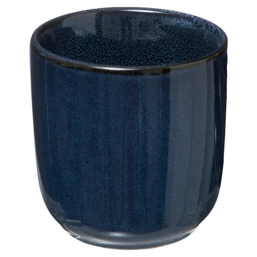 Blauwe espressokop van aardewerk – koffiekop zonder oor, 100 ml