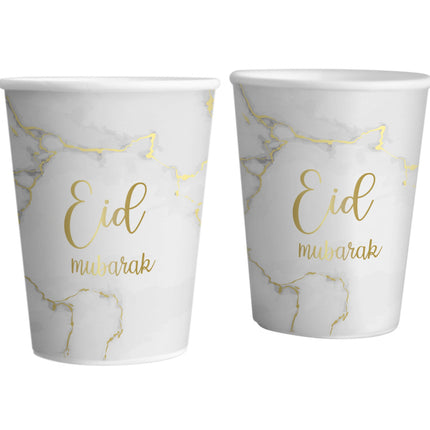 Eid mubarak bekers marmer goud (6 stuks)