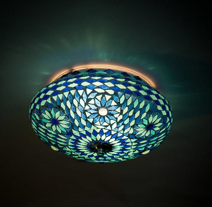 Oriental mosaic ceiling lamp blue Ø 25cm
