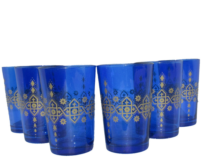 Marokkaanse glazen - Marokkaanse theeglazen – 6st - blauw