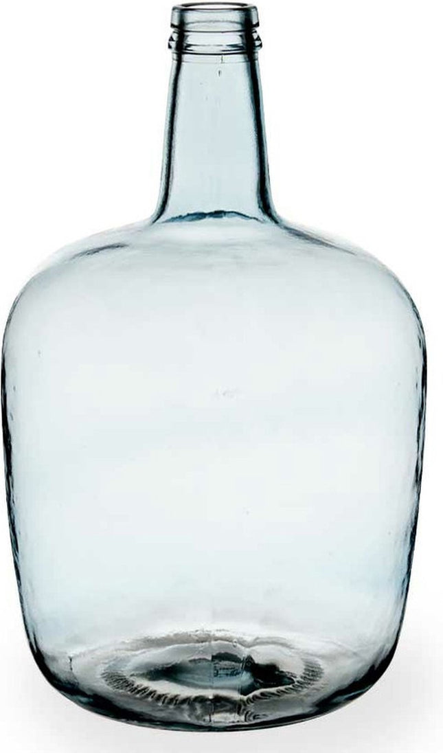 Bloemenvaas - fles - glas - blauw transparant - 22 x 39 cm - vaas
