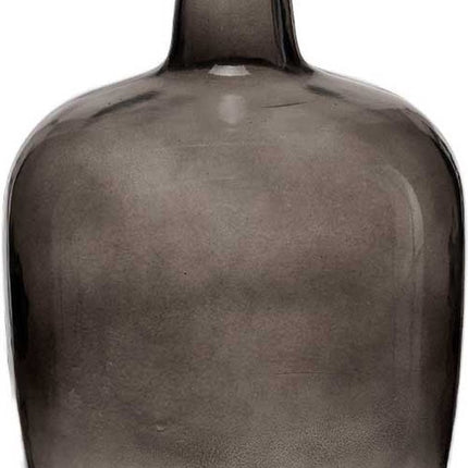 Bloemenvaas - fles - glas - grijs transparant - 22 x 39 cm