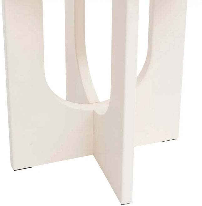 Atmosphera Bijzettafel/salontafel Bloom - wit - MDF hout - rond - Planten verhoger