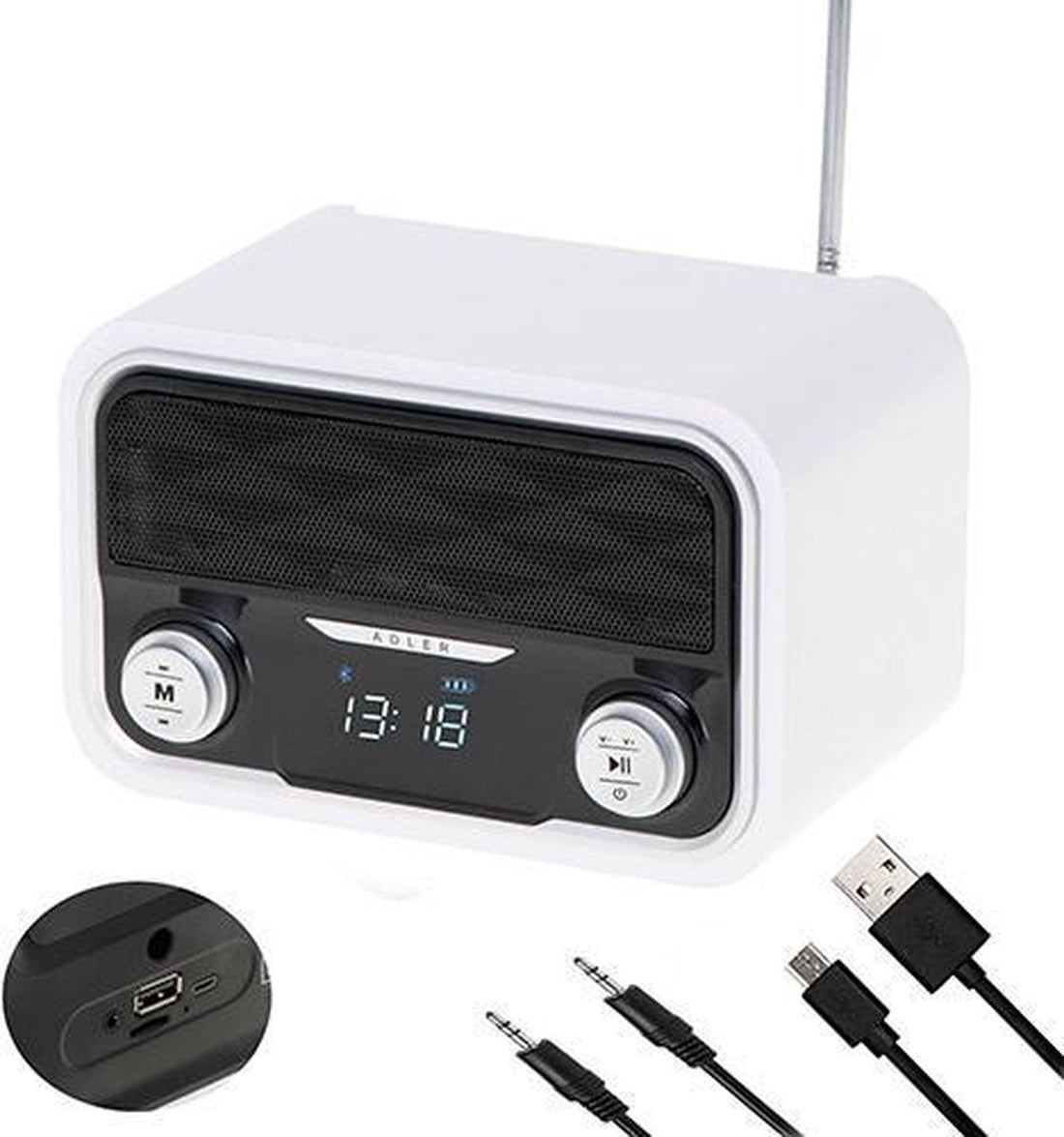 Bluetooth Design Radio - white AD 1185 Adler